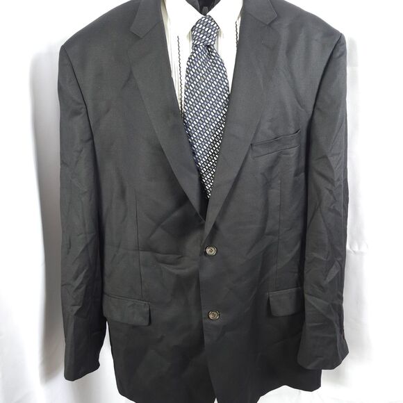 Ralph Lauren Mens 50L Black Wool 2-Button Double Vent Blazer Sports Coat Suit - Picture 1 of 10